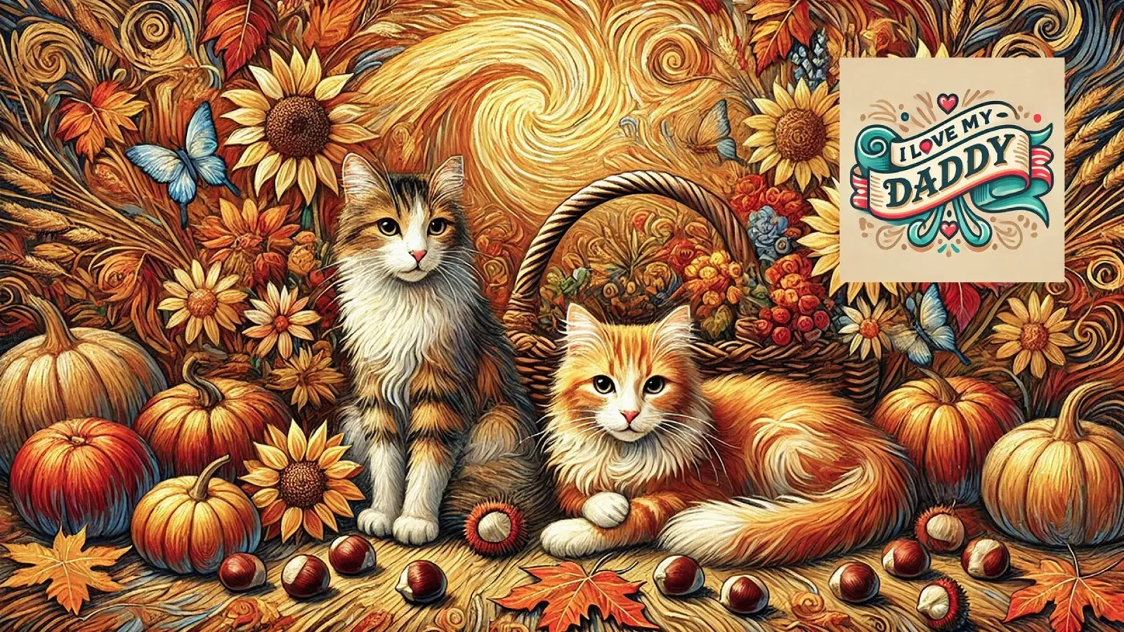 I LOVE MY DADDY IN AUTUMN, Kittycat Edition pellicola backlit da Vintage Van Gogh