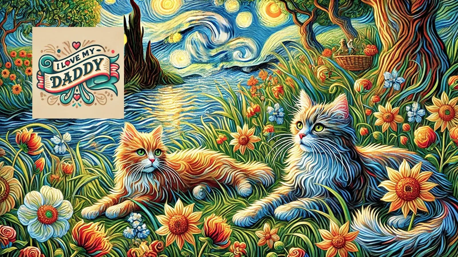 I LOVE MY DADDY IN SUMMER, Kittycat Edition pellicola backlit da Vintage Van Gogh