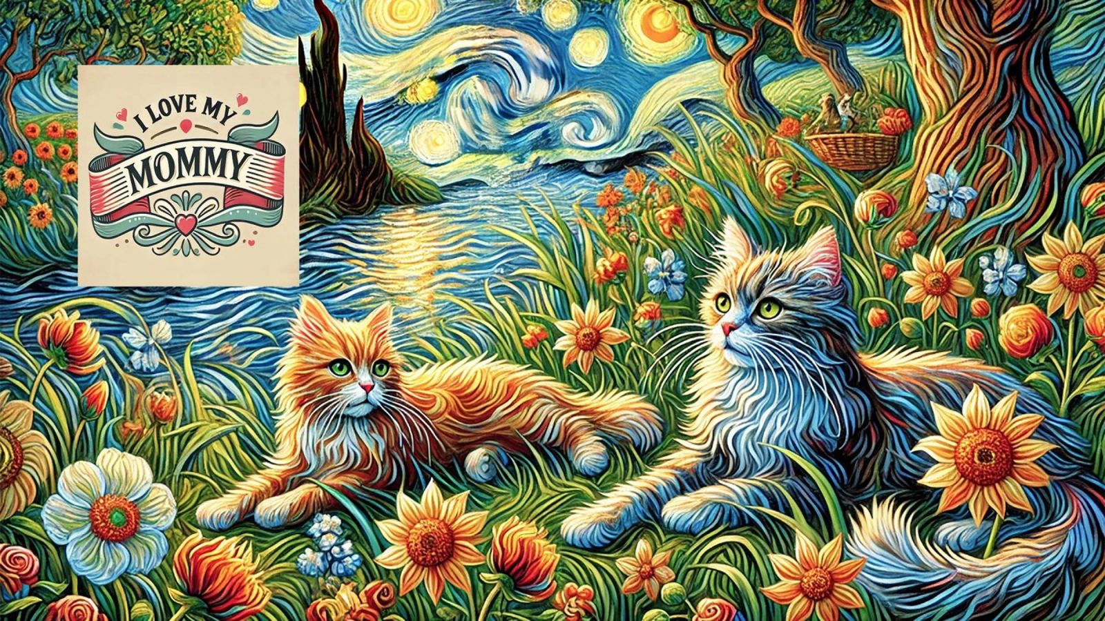 I LOVE MY MOMMY IN SUMMER, Kittycat Edition pellicola backlit da Vintage Van Gogh