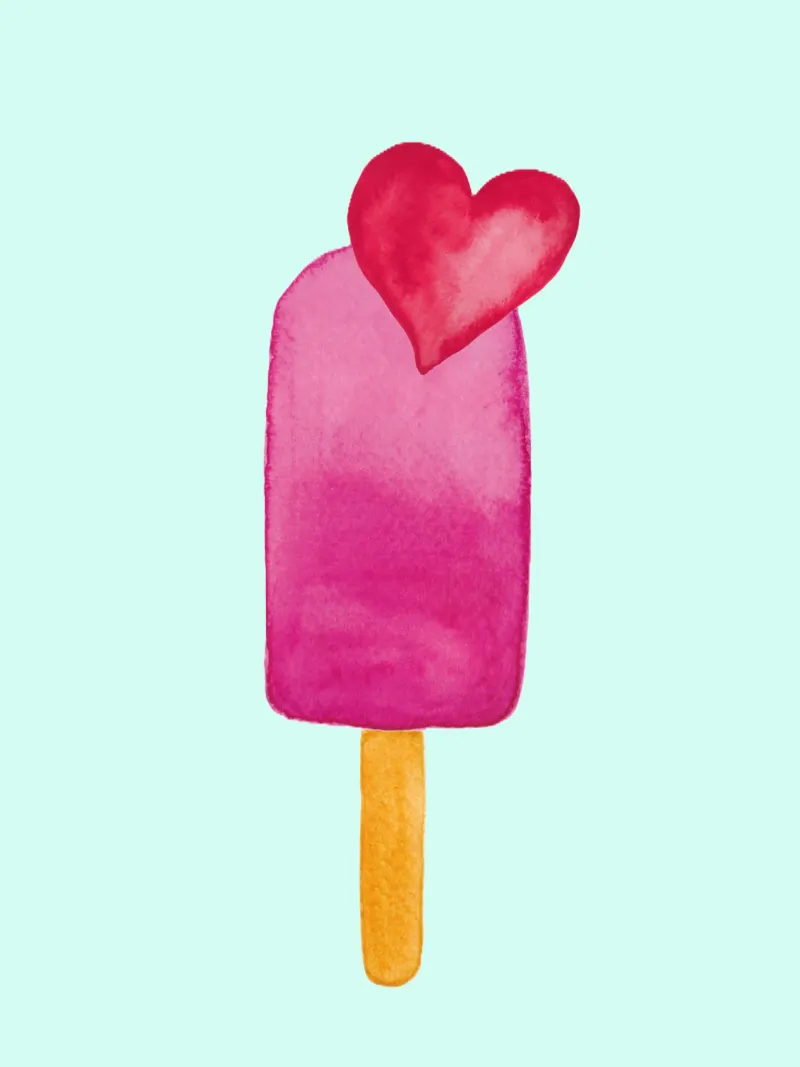 Pink Ice Lolly - Ice Cream - Eis am Stiel poster con telaio in alluminio da Petra Lang