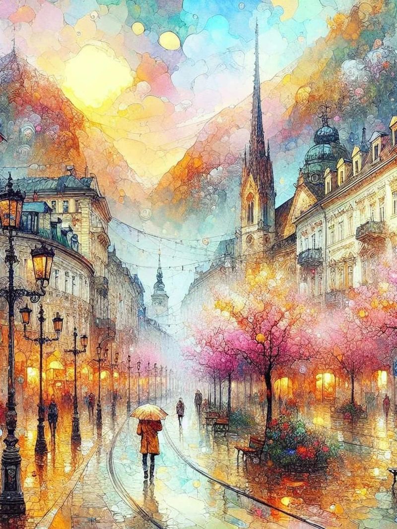 Goldene Stunde in der verregneten Stadt Poster von ZARAH