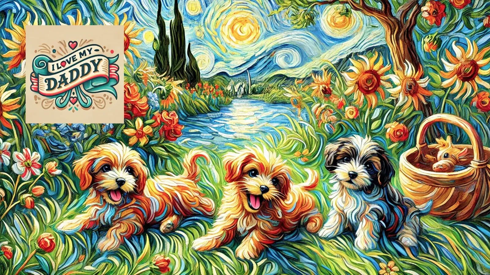 I LOVE MY DADDY IN SUMMER, Puppy Dog Edition pellicola backlit da Vintage Van Gogh