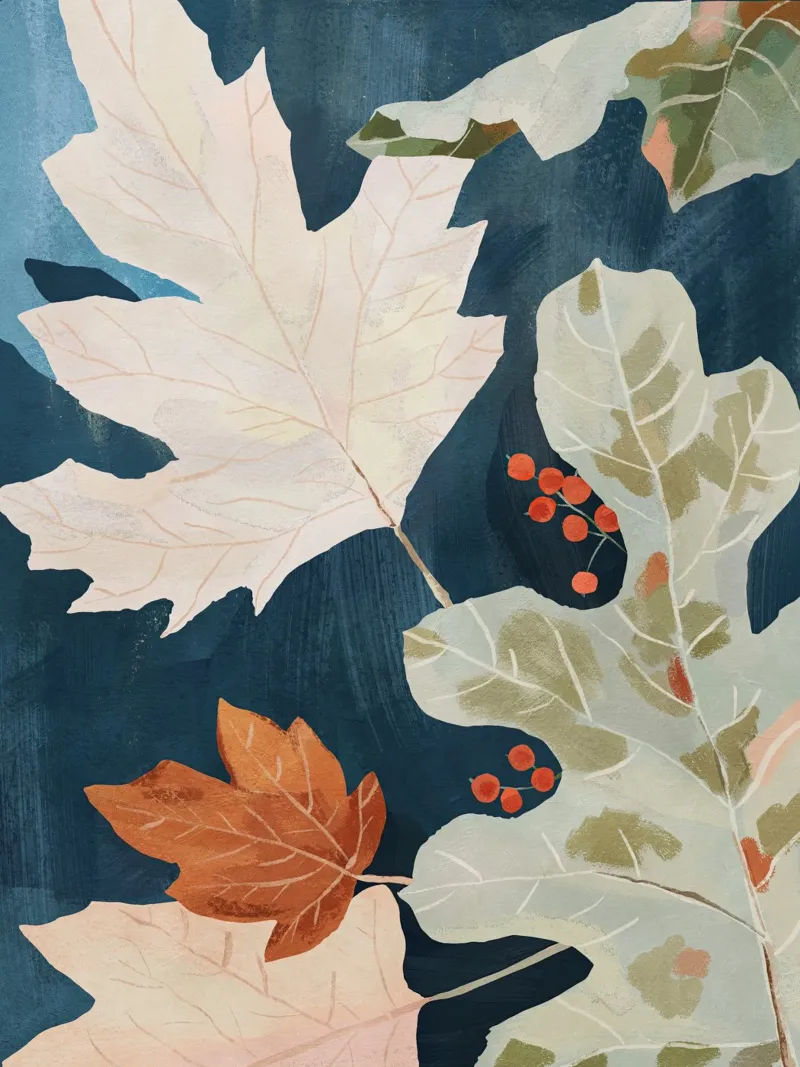 Abstracte kunst herfstbladeren canvas met Baklijst van ThingDesign