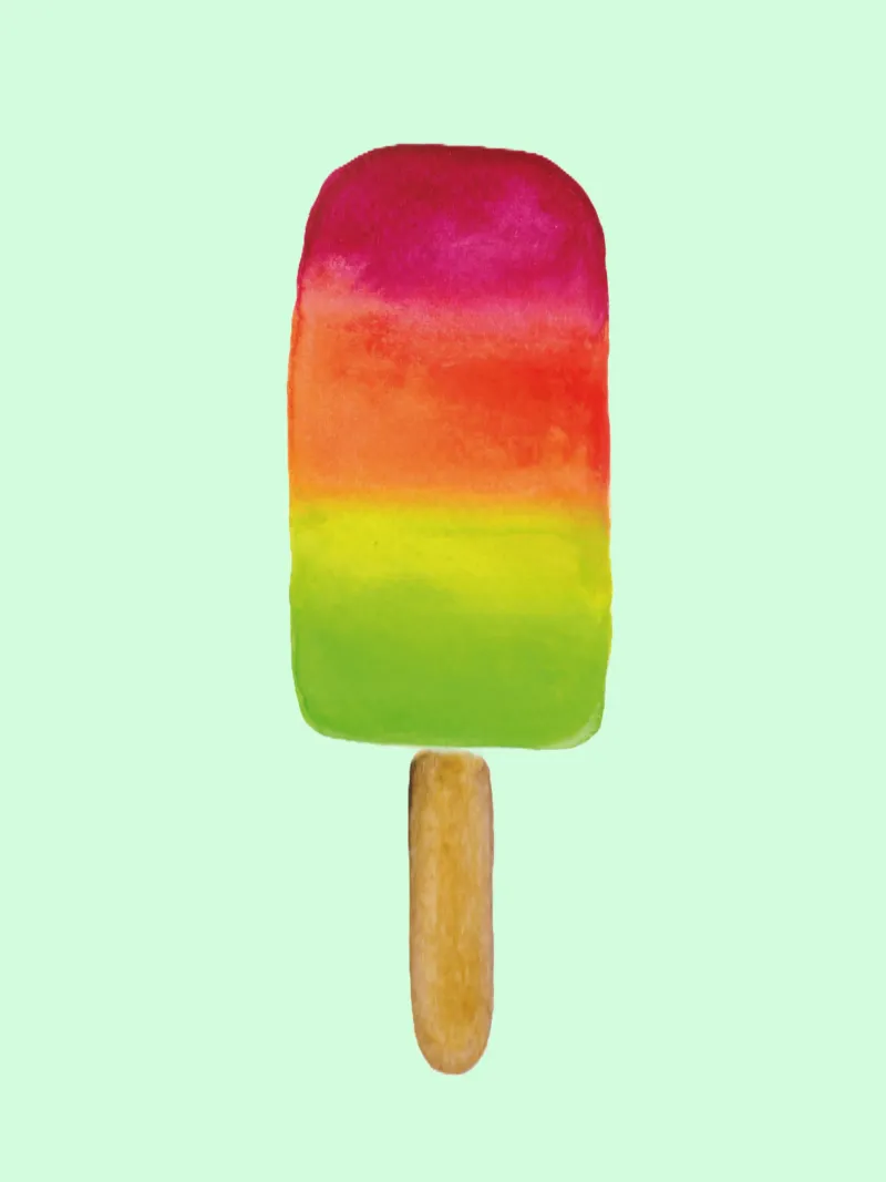 Rainbow Popsicle - Regenbogenfarben - buntes Eis am Stil poster by Petra Lang