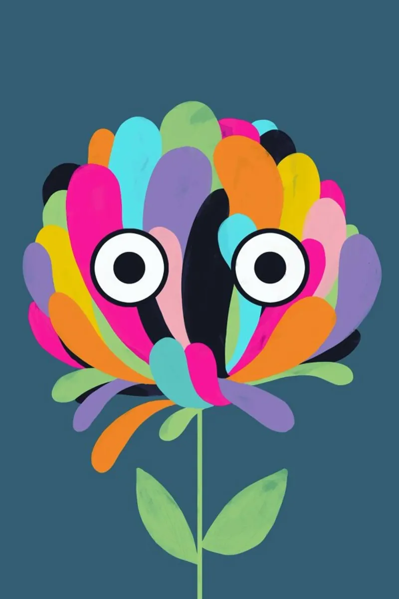 Curious Colorful Flower poster con telaio in alluminio da Doozal