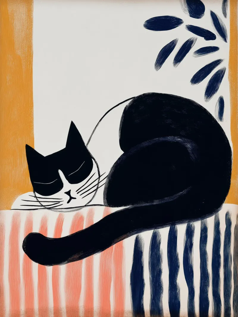 Gatto che dorme poster con telaio in plastica da Imagine
