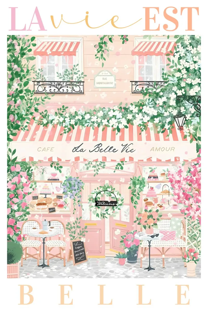 France Travel Print, Paris Poster, Flower Art Illustration hahnemühle by Gaia