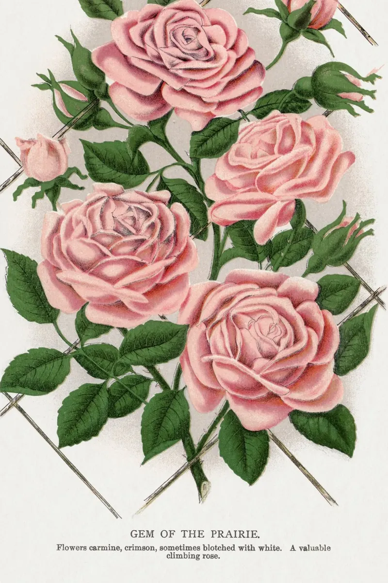 Pink rose, Gem of the Prairie tela con Cornice a cassetta da vintageshop