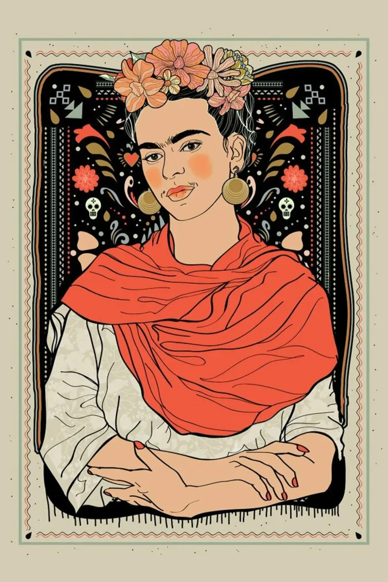 Frida Floral poster con telaio in plastica da Nettsch