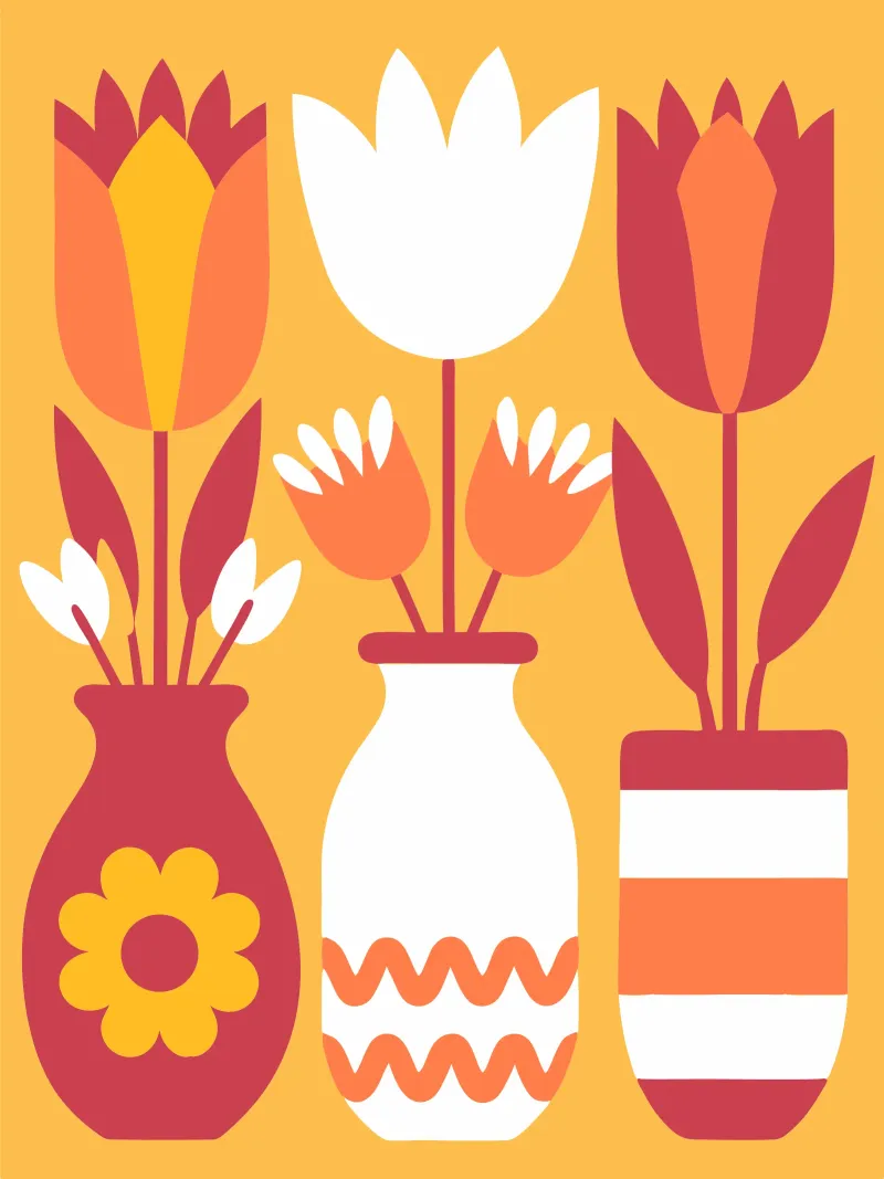 Three Flower Vases forex plate by FLOWER PLACE SHOP