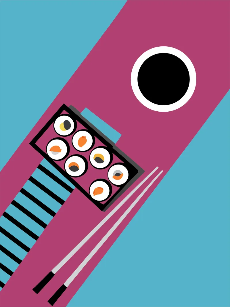 Sushi Food poster con telaio in legno da LOOK DIFFERENT
