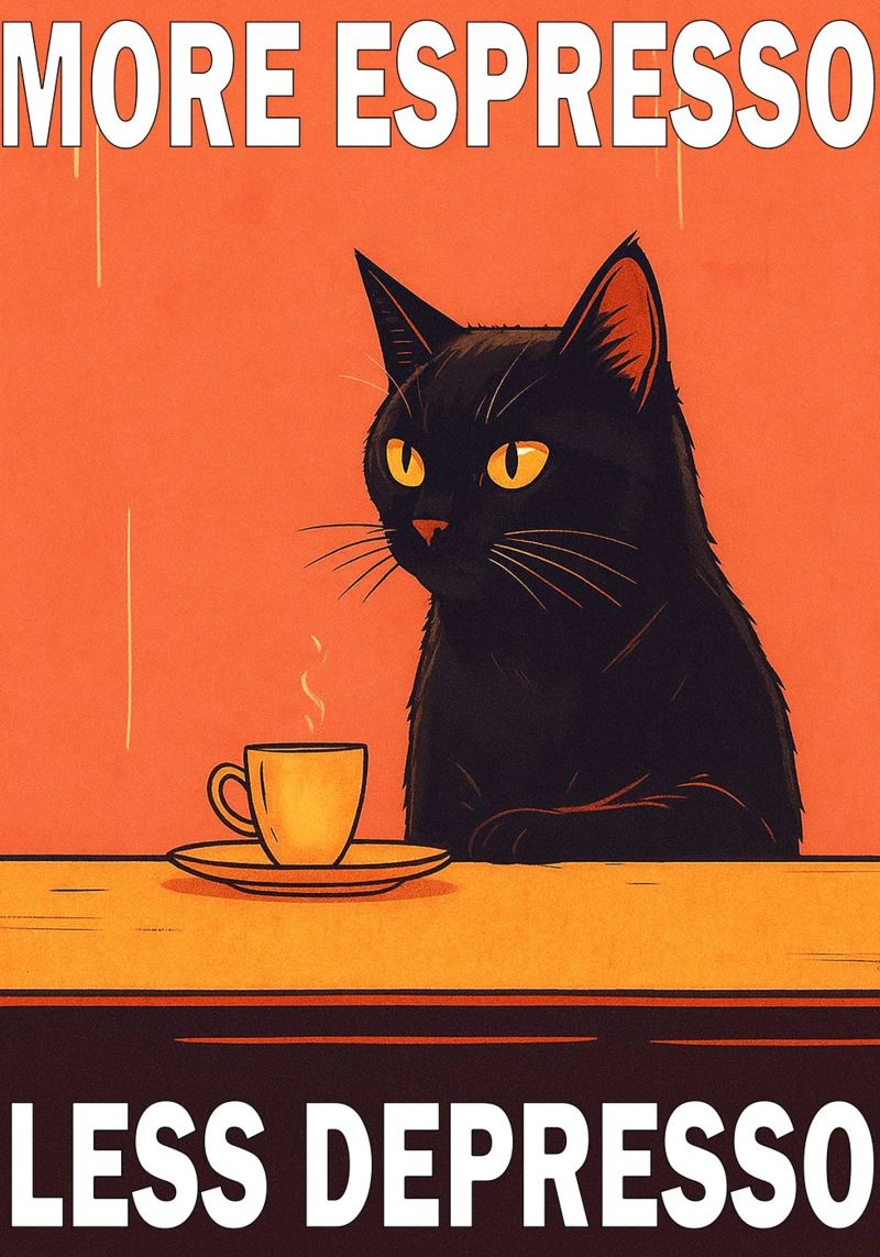 More Espresso Less Depresso Funny Cat pellicola backlit da Nayara