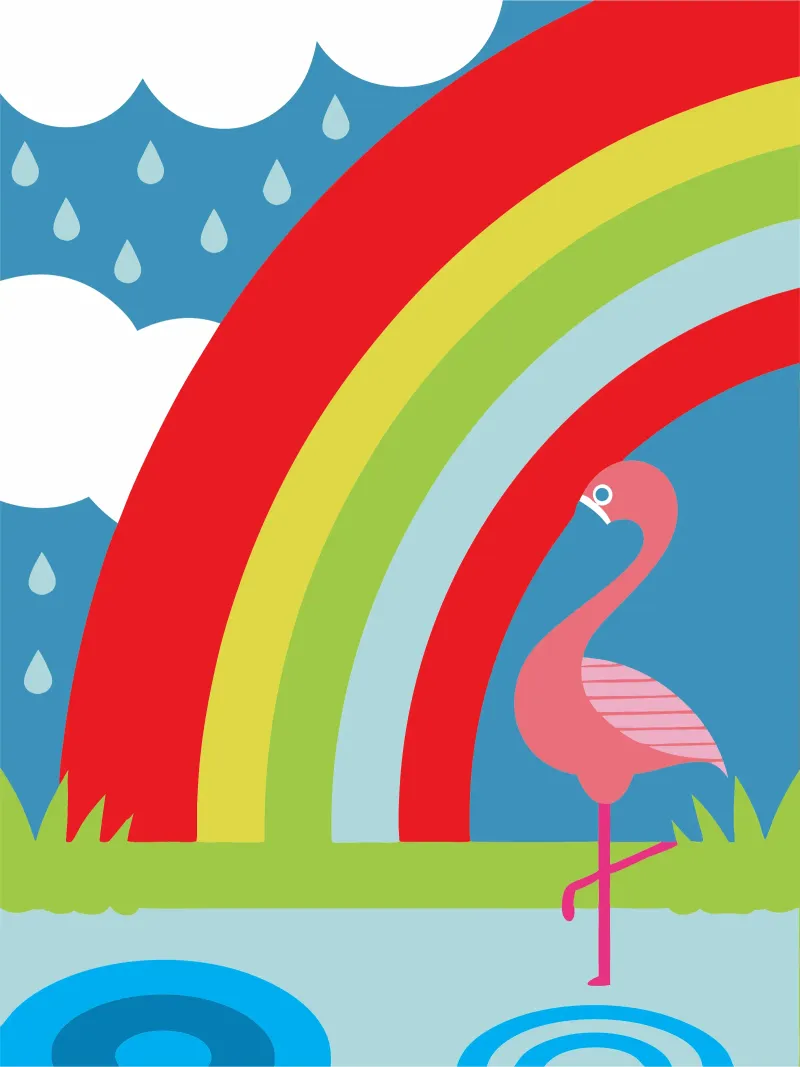 Uccello fenicottero e arcobaleno pellicola backlit da LOOK DIFFERENT