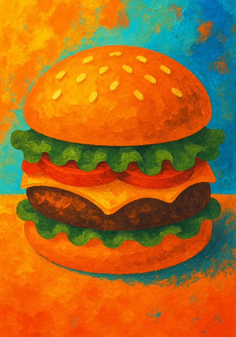 hamburguesa imaginación abstracta a todo color metacrilato de ameera