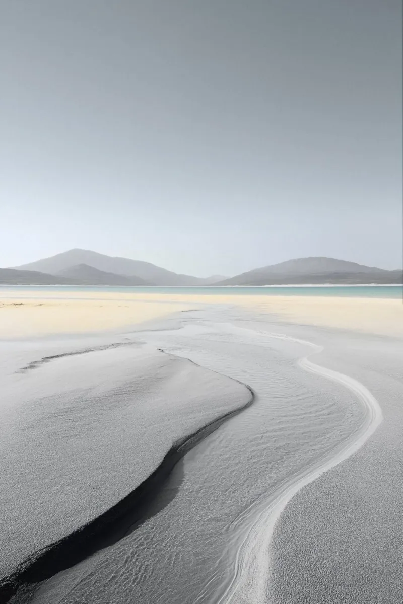 White Sands and Distant Mountains canvas with Floater frame by Indigo Tides Art