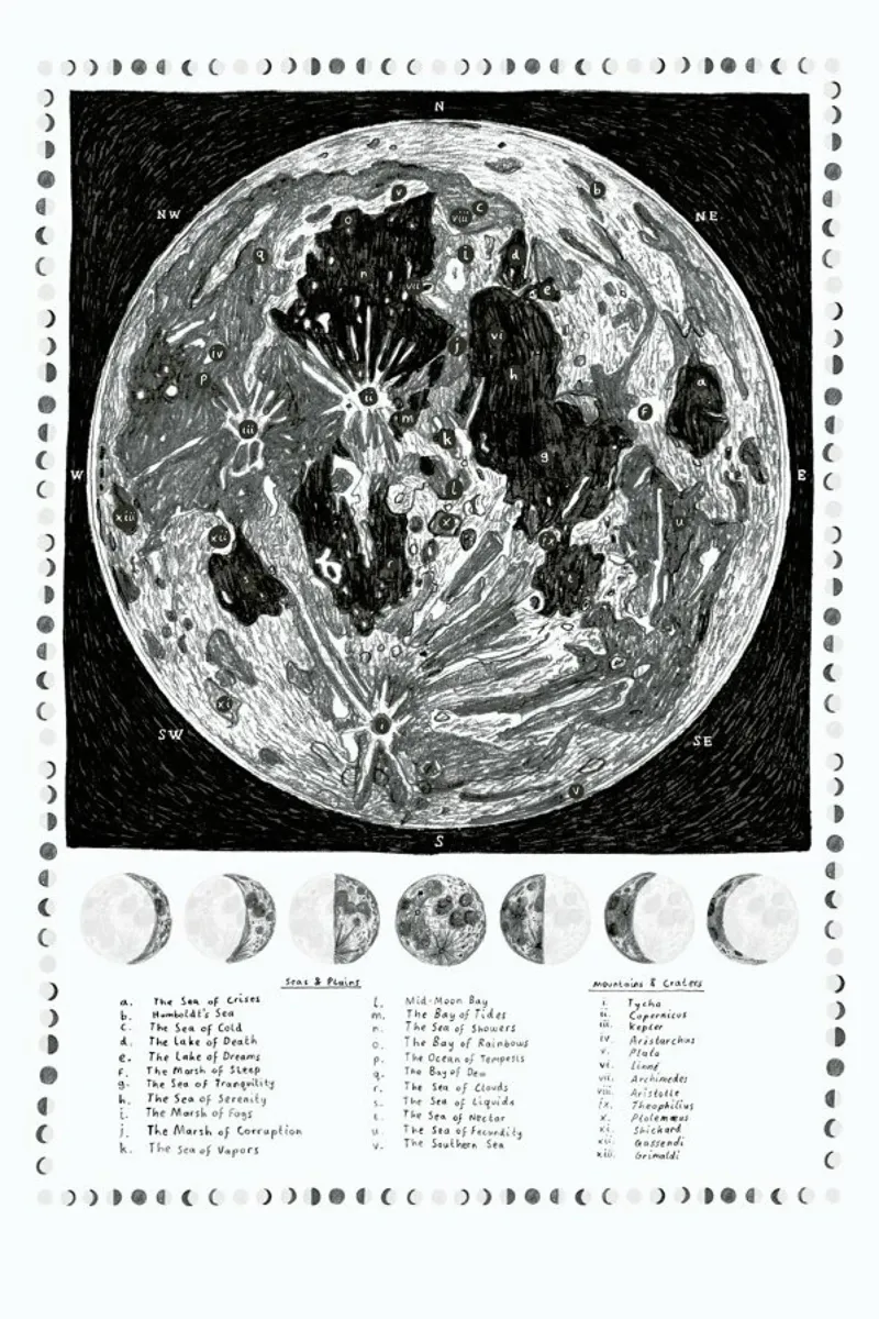 The Moon Map canvas with Floater frame by Alex Foster