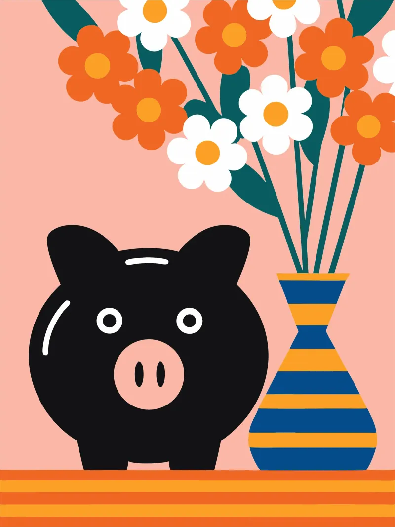 Epargne et vase à fleurs poster avec cadre en bois de LOOK DIFFERENT