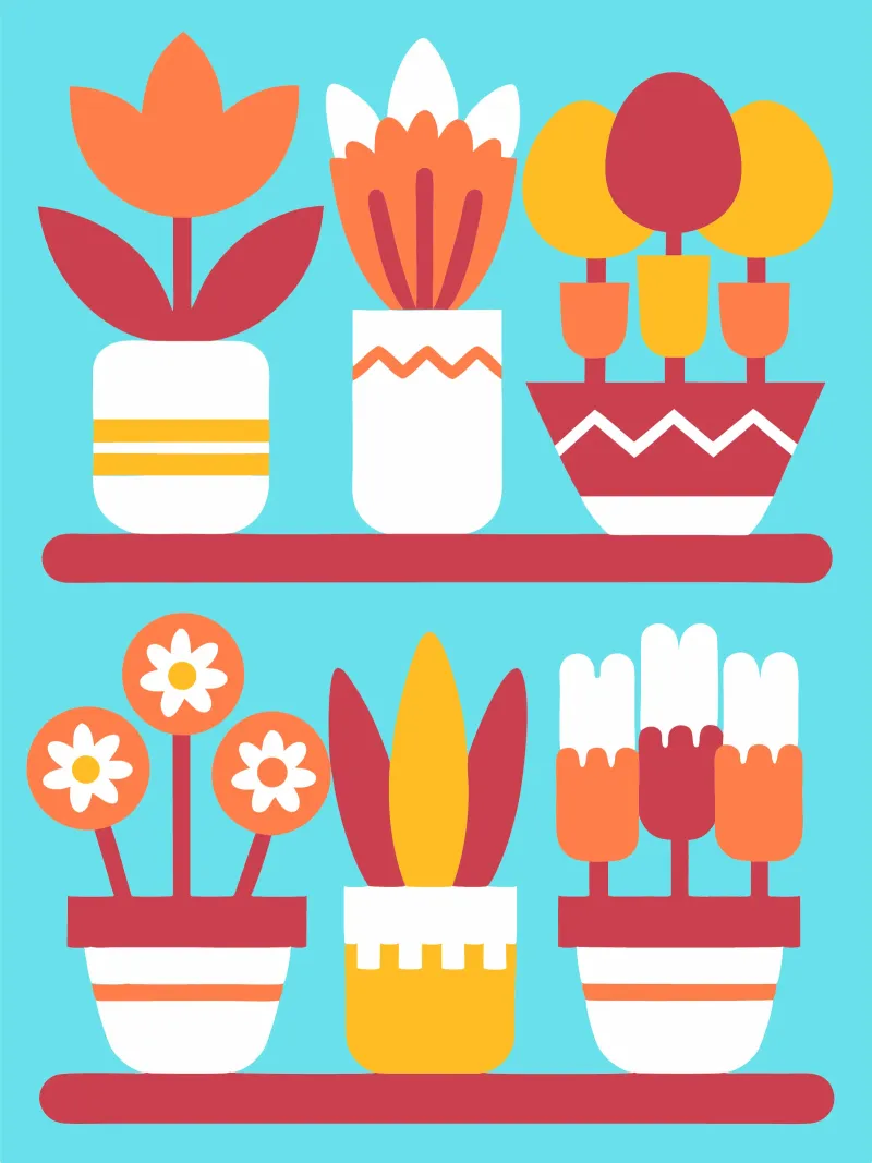 Six Aesthetic Flower Vases alu-dibond by FLOWER PLACE SHOP