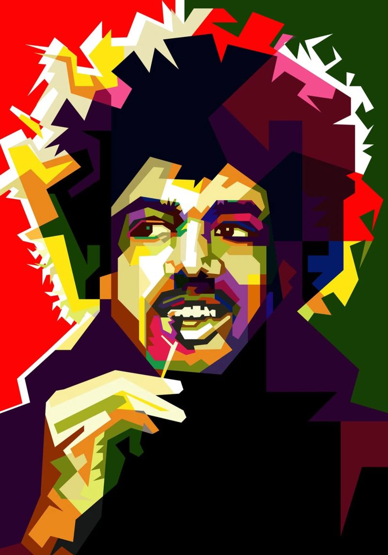 Jimi Hendrix Rock Blues Gitarist Muzikant WPAP Trending Now poster van Artkreator