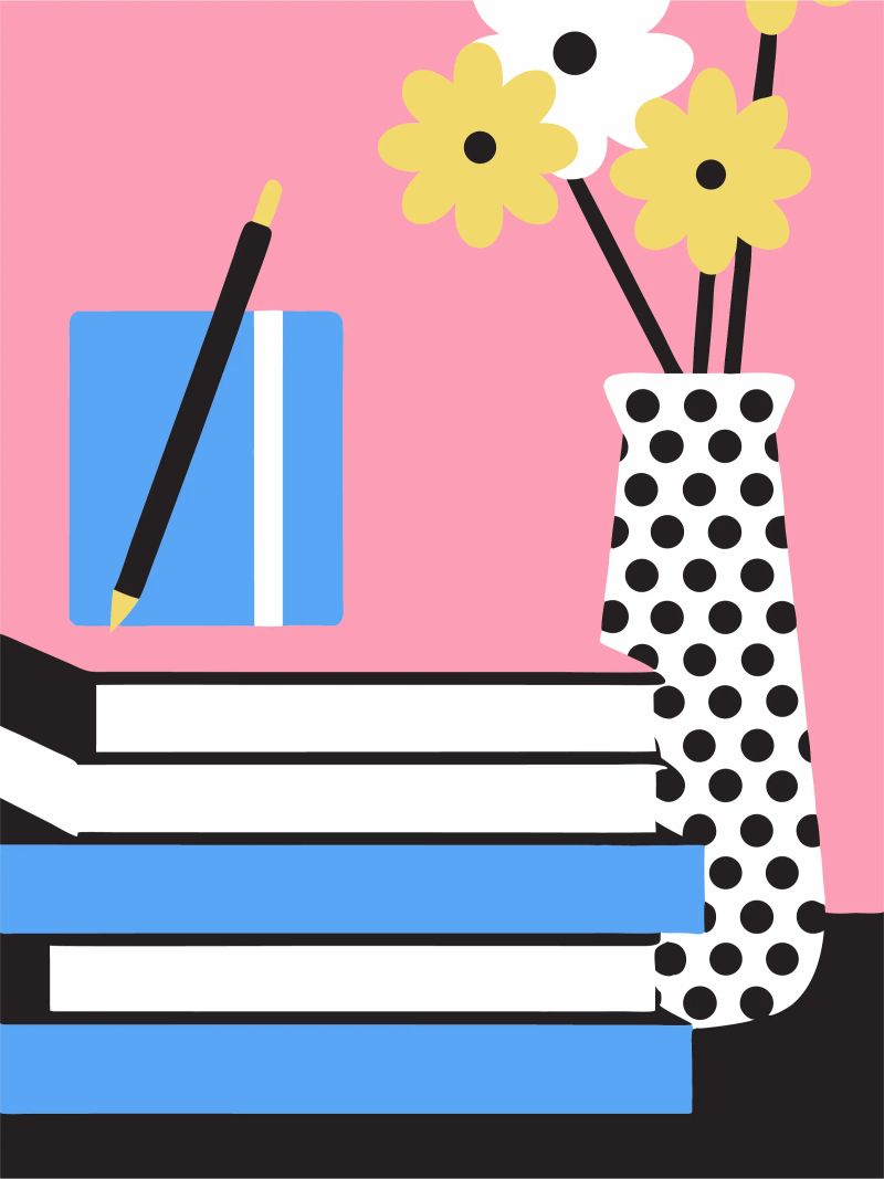 Livres et vase à fleurs poster de LOOK DIFFERENT