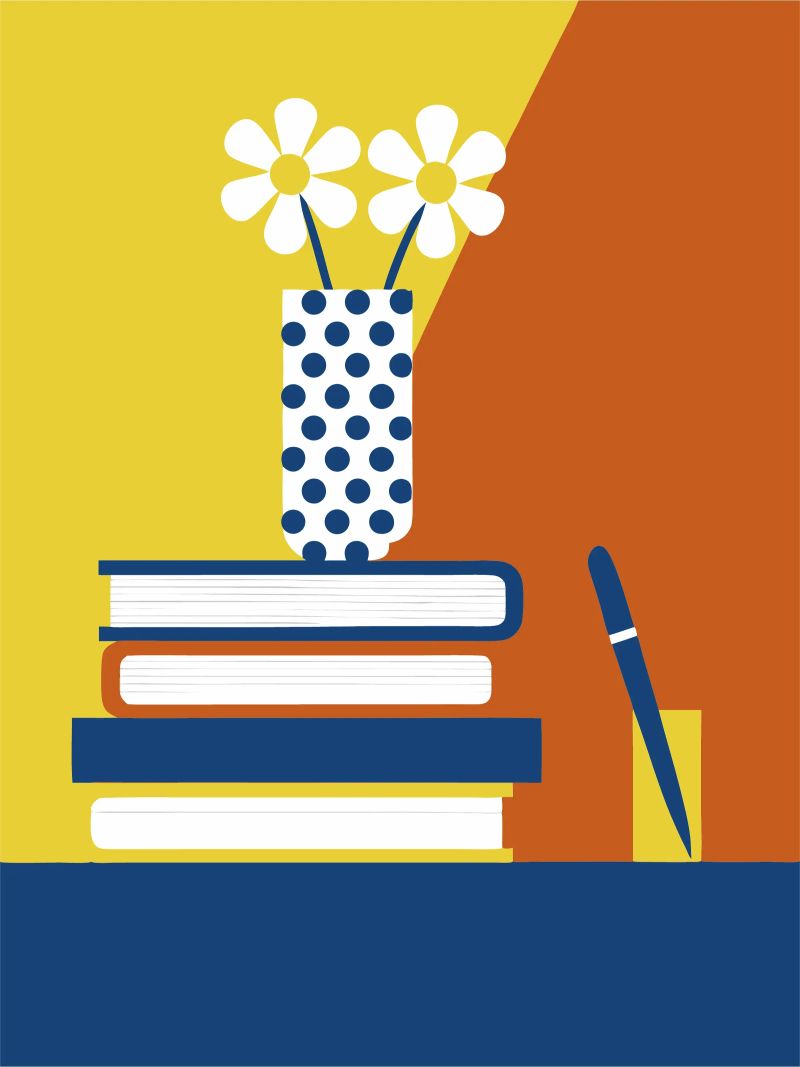 Livres et vase à fleurs poster de LOOK DIFFERENT