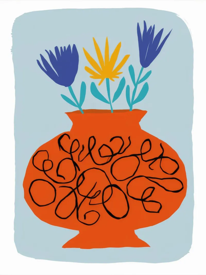 Tangerine Floral Doodle hahnemühle by Terra Tone