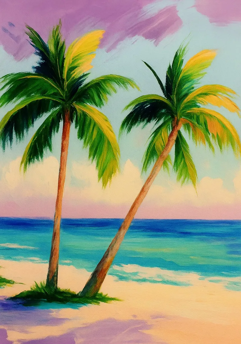 alberi di cocco disegno astratto ilustrazione plexiglass da danine