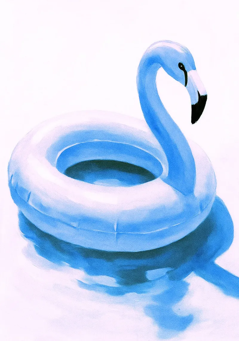 Flamingo Pool Float abstrakte Zeichnung ilustration Hahnemühle von danine