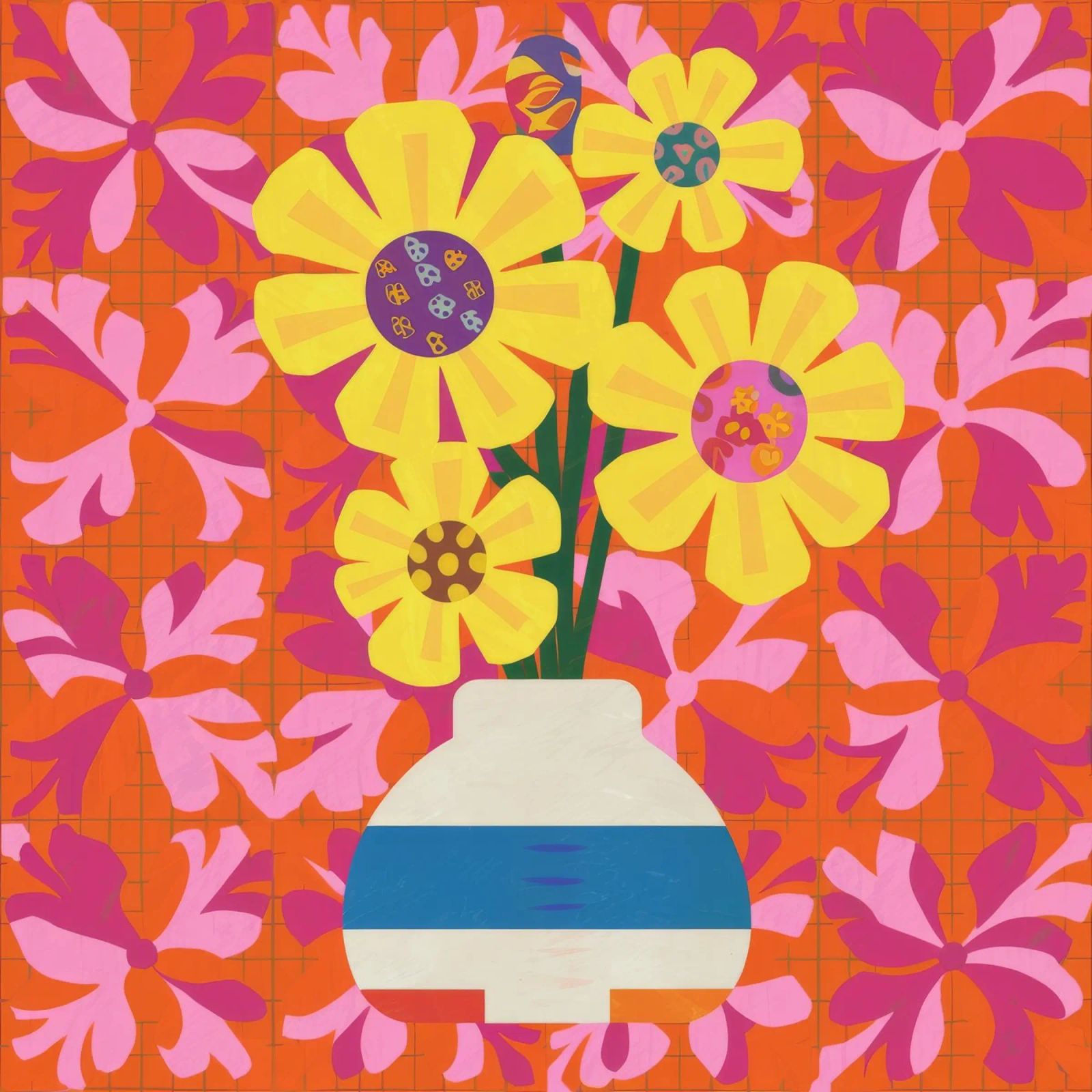Patchwork floreale cromatico poster da Terra Tone