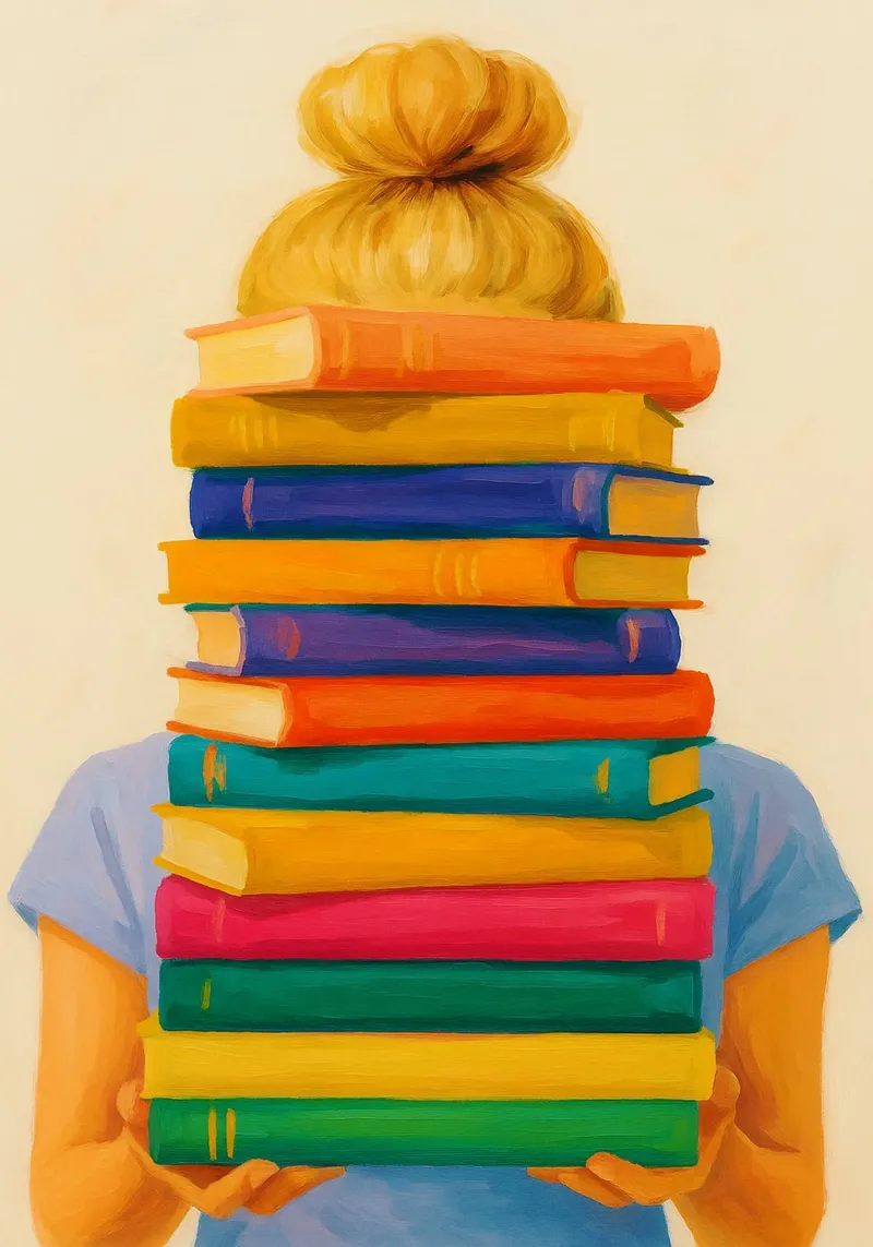 ragazza e libro disegno astratto ilustrazione poster da danine