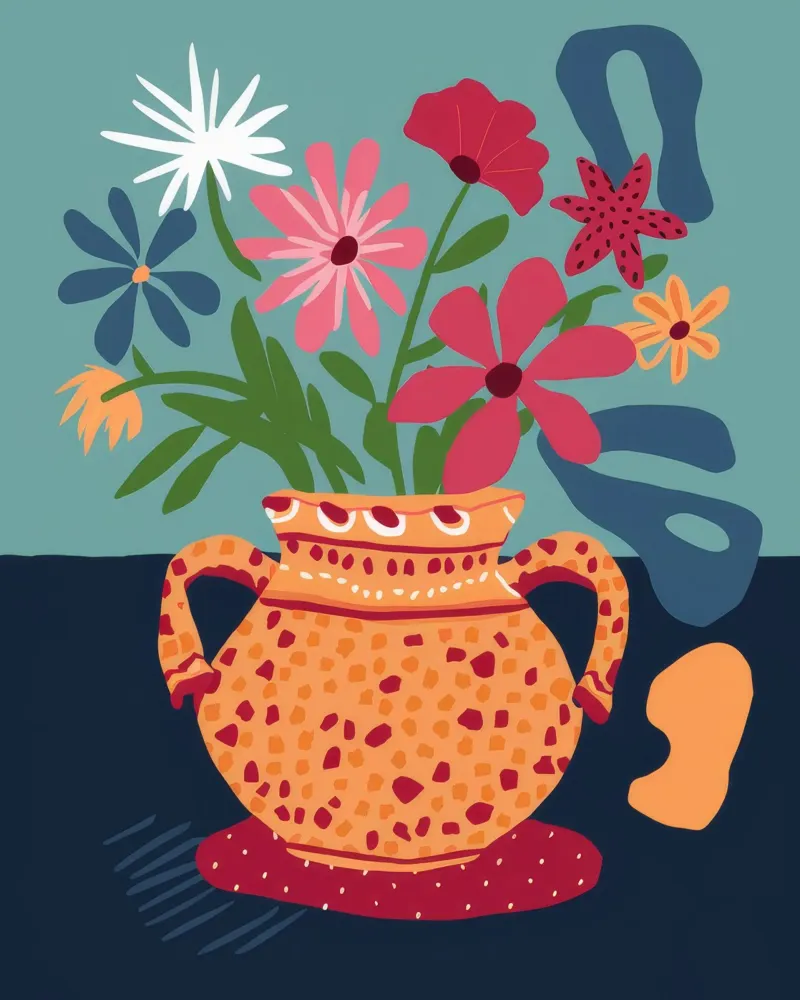 Earthenware Doodle Flowers acrylic glass by Terra Tone