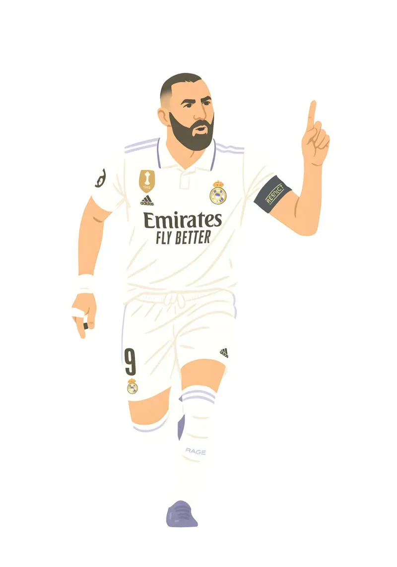 Karim Benzema Minimalist alluminio dibond da MoviesArt
