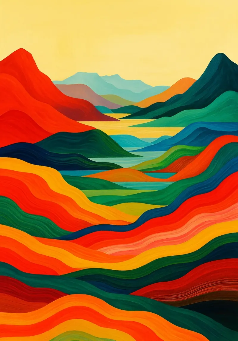 berg abstracte tekening ilustratie canvas met Baklijst van danine