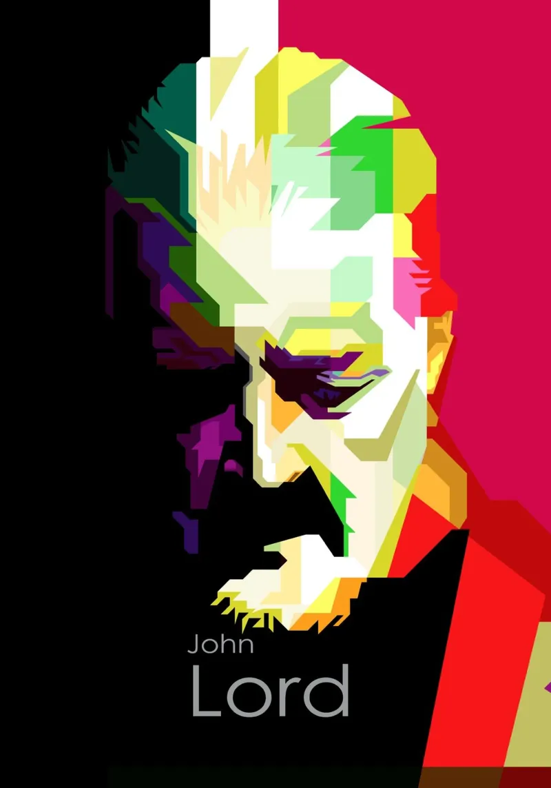 John Lord musicista rock classico WPAP Trending Now poster con telaio in plastica da Artkreator