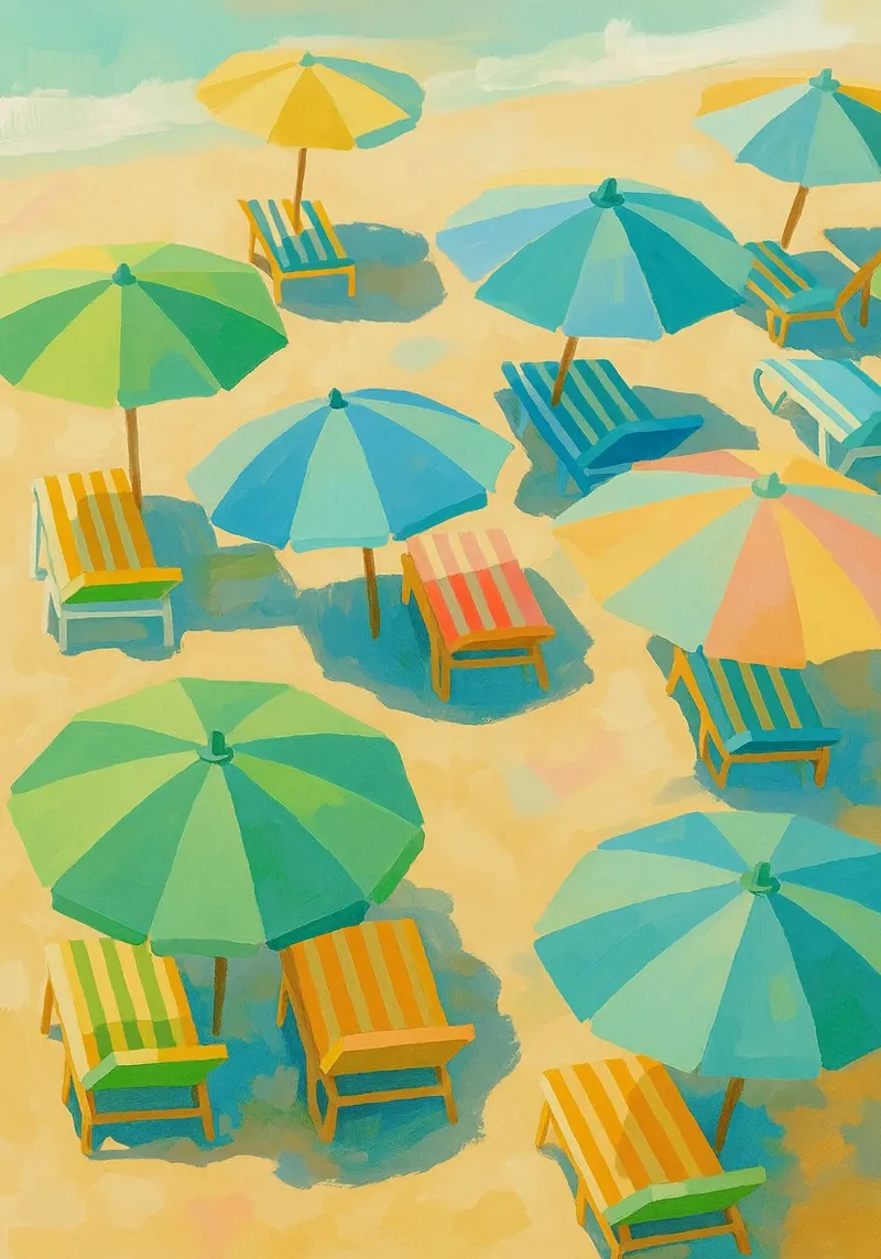 paraplu strand abstracte tekening ilustratie canvas van danine