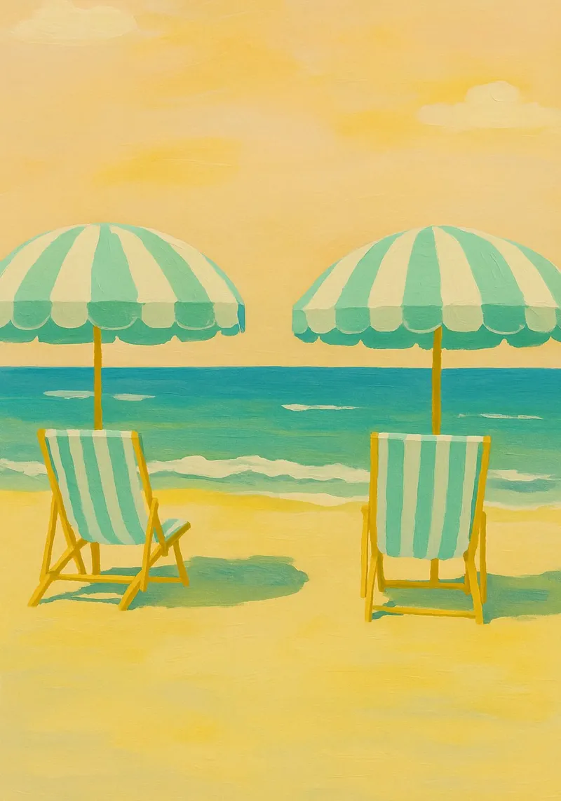 paraplu strand tekening ilustratie hahnemühle van danine