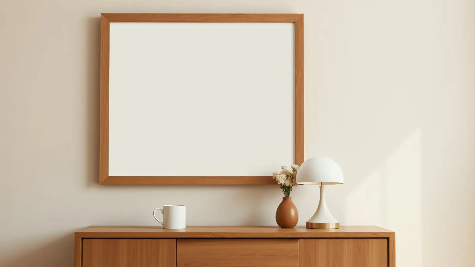 Interni moderni caratterizzati da una cornice vuota e da un arredamento minimale poster da DesignDoodle