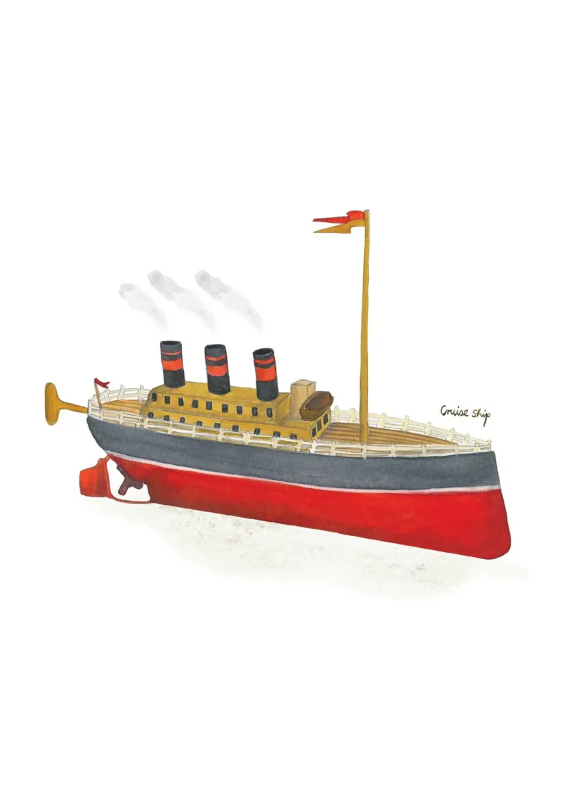 Nave giocattolo retrò carta hahnemühle da tiny goods studio