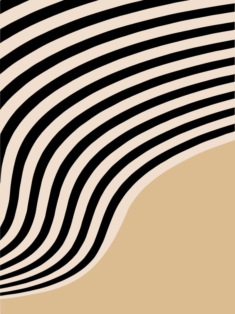 Poster Minimal Wave | Line in beige e nero pellicola backlit da Studio Vibe