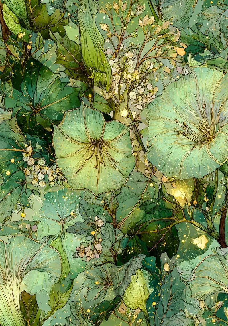 Fiori verdi pellicola backlit da Justyna Jaszke JBJart