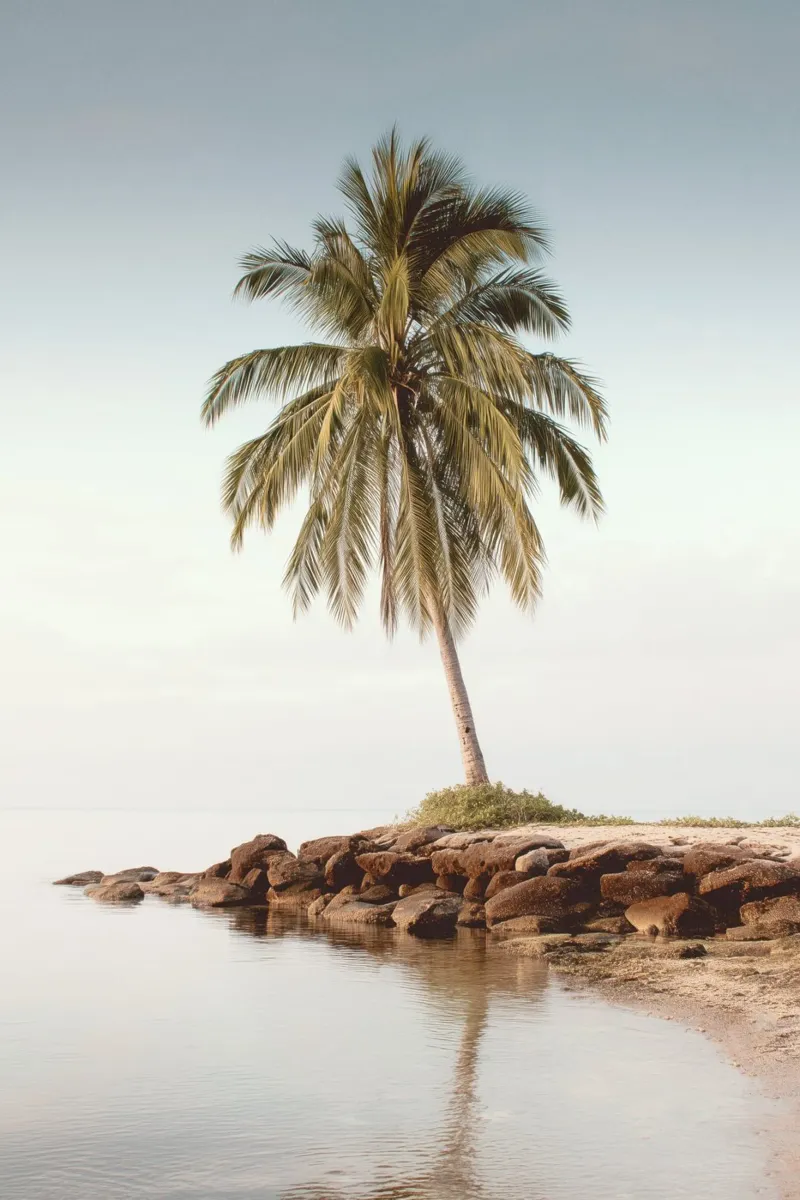 Palm Tree at Sunset hahnemühle by Indigo Tides Art