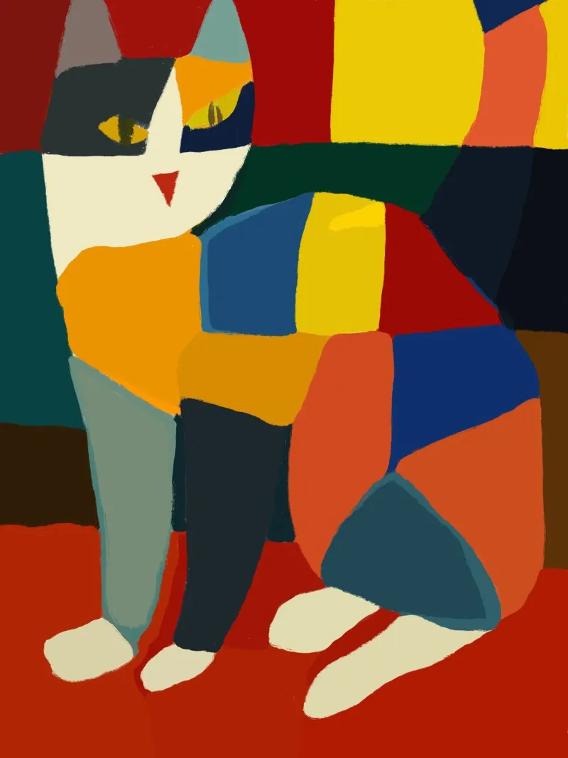 Cubism cat portrait hahnemühle by Little Dean