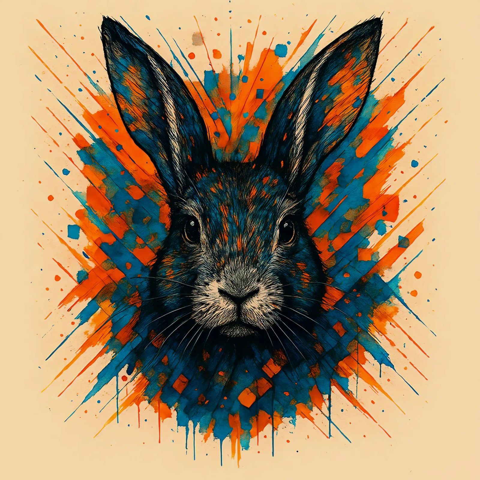 Rabbit Animal Colorful poster by JEFF CREATIVE ART