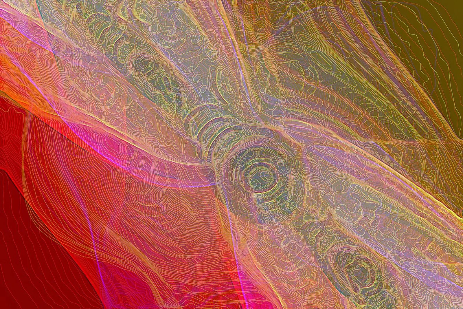 Illusion of lines and shapes in reddish colours canvas by Gürsel Yesil Digital Art