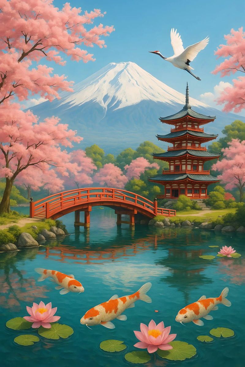Fuji Mountain Japanese poster de JEFF CREATIVE ART