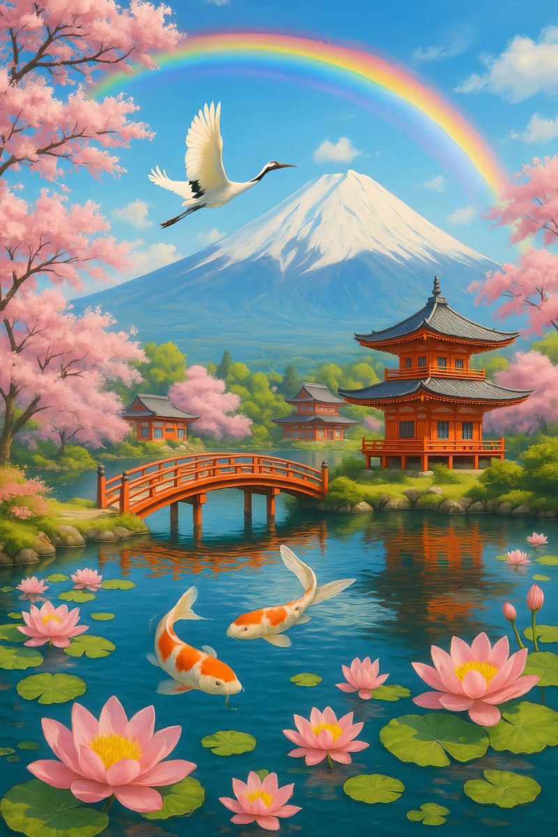 Fuji Mountain Japanese poster de JEFF CREATIVE ART
