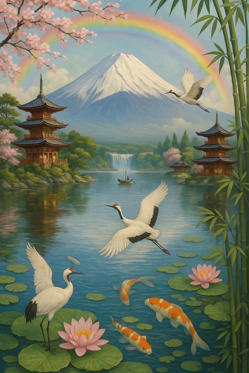 Fuji Mountain Japanese poster de JEFF CREATIVE ART