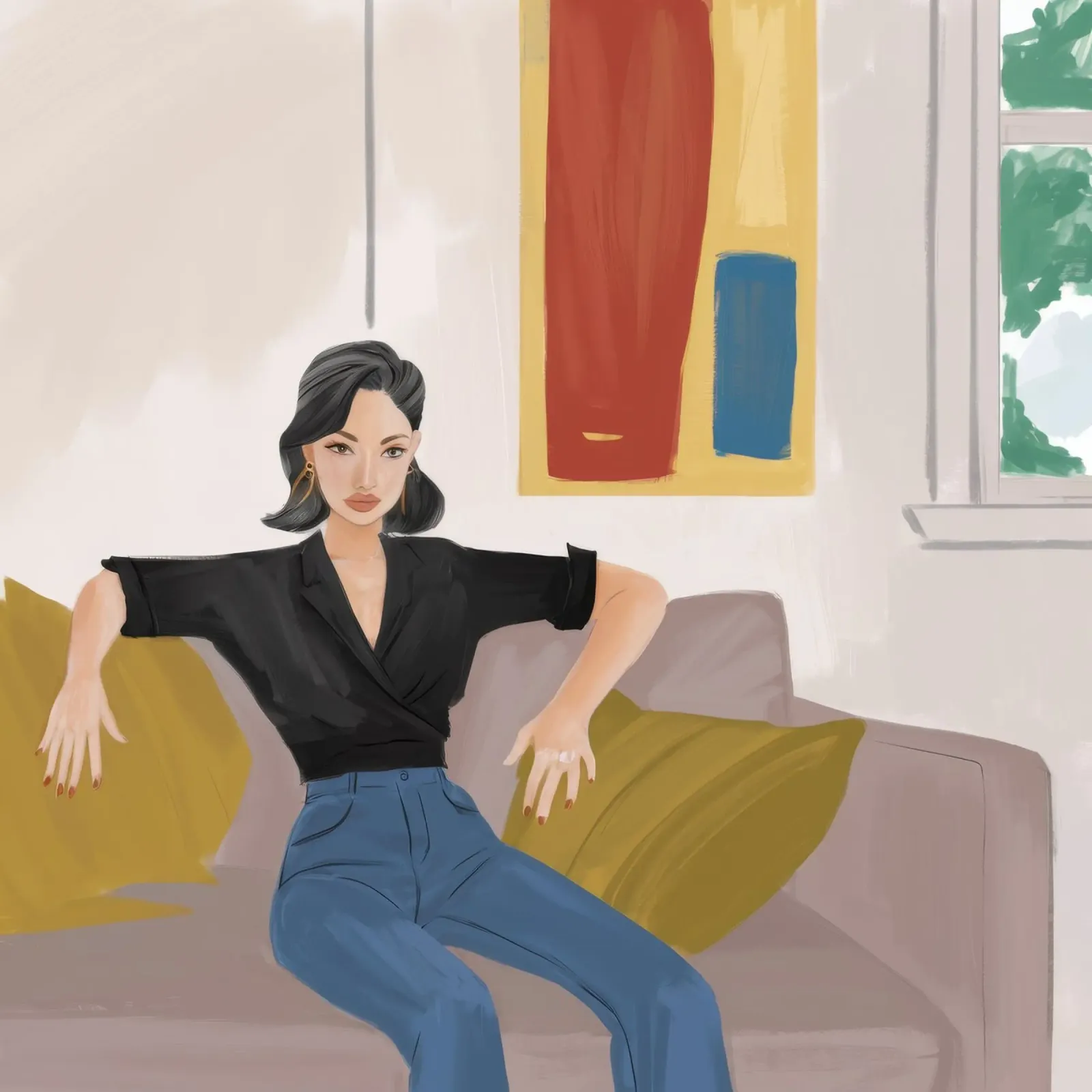 Eleganza tranquilla e senza sforzo poster con telaio in legno da Aurora Muse