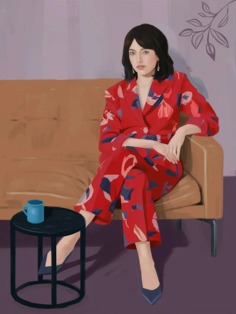 Mood Comfort Cremisi poster con telaio in alluminio da Aurora Muse