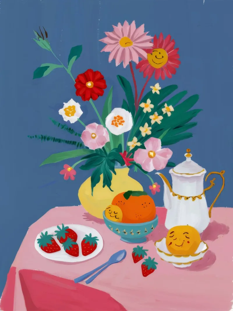 Bloemen Thee Heerlijkheid acryl van Aurora Muse